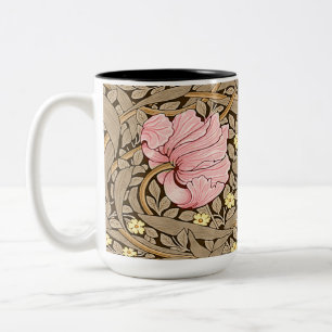 W Morris Pimpernel Pattern in Pink & Sepia Two-Tone Coffee Mug