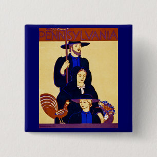 W.P.A. Pennsylvania Travel Poster Vintage 15 Cm Square Badge