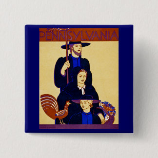W.P.A. Pennsylvania Travel Poster Vintage 15 Cm Square Badge
