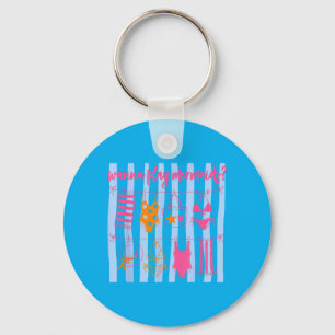 W Play Mermaids Preppy Girly Summer Vibes Beach Key Ring