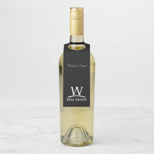 W Real Estate Wine Bottle Collar - Welcome Home Bottle Tag