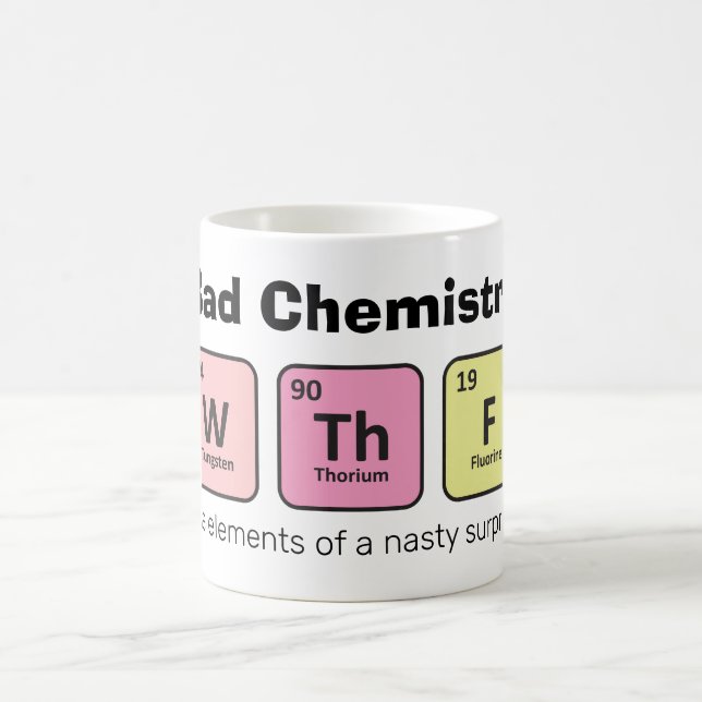 'W Th F: The elements of a nasty surprise' funny Coffee Mug (Center)