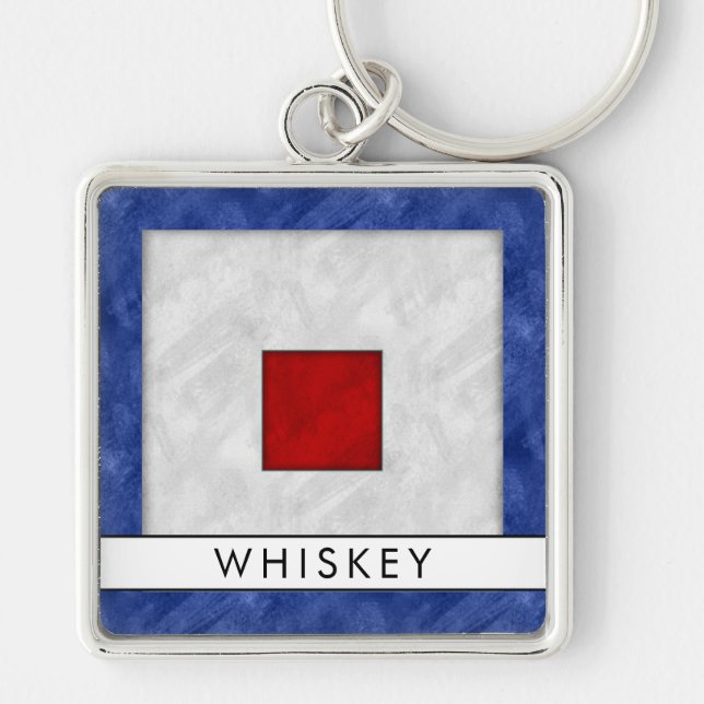 W Whiskey Nautical Signal Flag + Your Name Key Ring (Front)