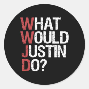 W Would Justin Do Wwjd Classic Round Sticker