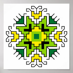 WA0014 Wall Art Bulgarian motif shevitsa green