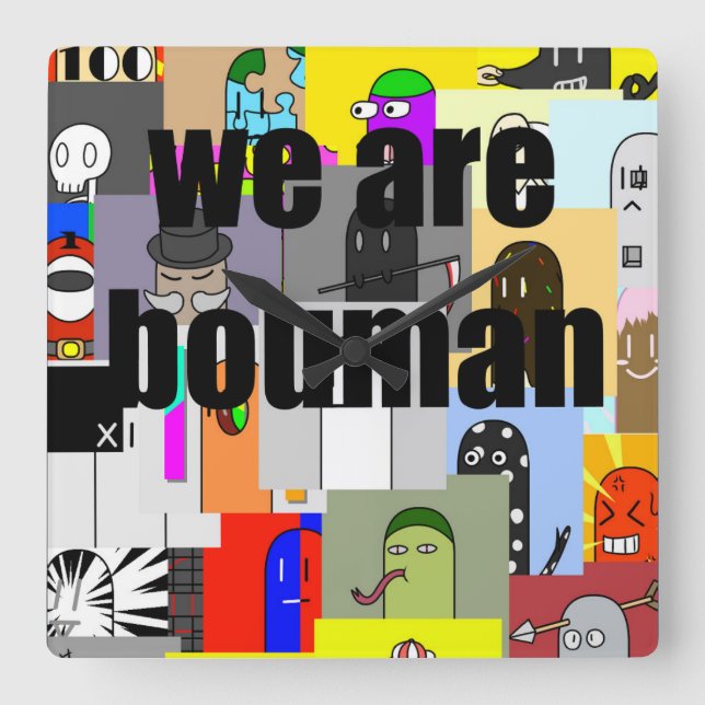 wa are bouman＃1 square wall clock (Front)