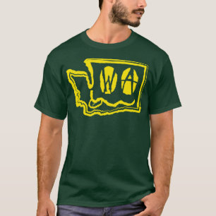 WA Eyes Washington Grunge Smiling Face Black Backg T-Shirt