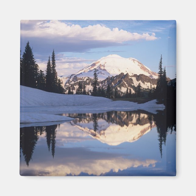 WA, Mt. Rainier NP, Mt. Rainier and clouds Magnet (Front)