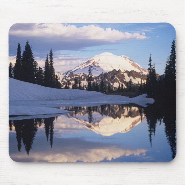 WA, Mt. Rainier NP, Mt. Rainier and clouds Mouse Mat (Front)