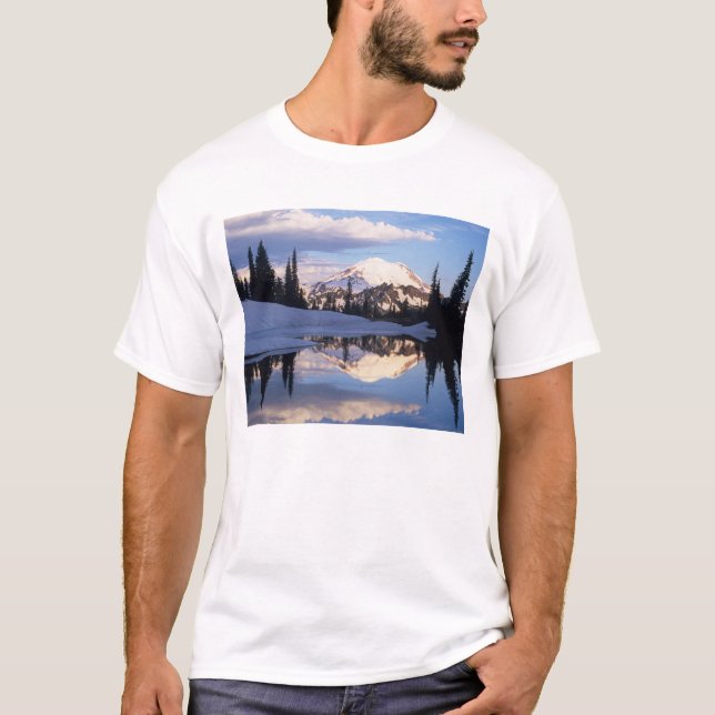 WA, Mt. Rainier NP, Mt. Rainier and clouds T-Shirt (Front)
