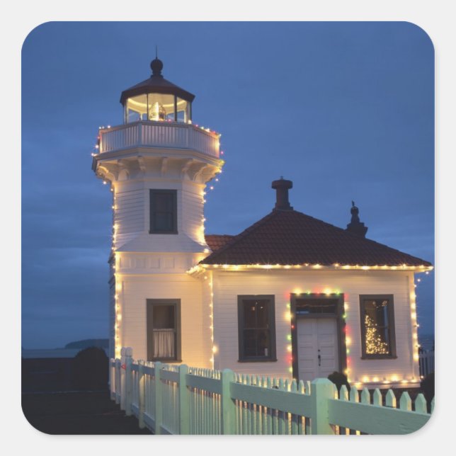 WA, Mukilteo, Mukilteo Lighthouse, established Square Sticker (Front)