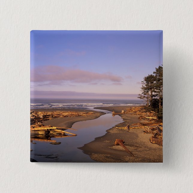 WA, Olympic NP, Kalaloch Beach and Kalaloch 15 Cm Square Badge (Front)