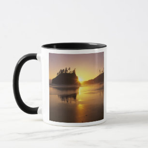 WA, Olympic NP, Second Beach at sunset Mug