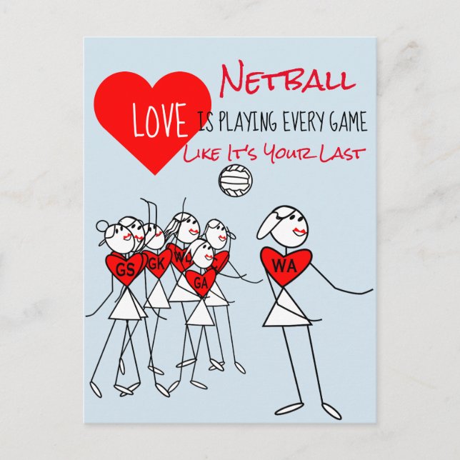 WA Player Clipart And Motivational Netball Quote Postcard (Front)
