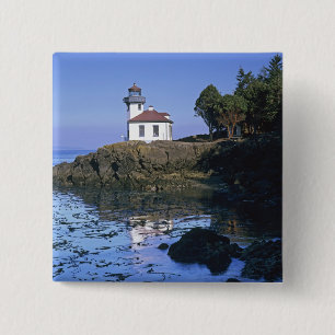 WA, San Juan Island, Lime Kiln lighthouse 15 Cm Square Badge