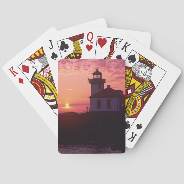 WA, San Juan Island, Lime Kiln Lighthouse, 1919, Playing Cards (Back)