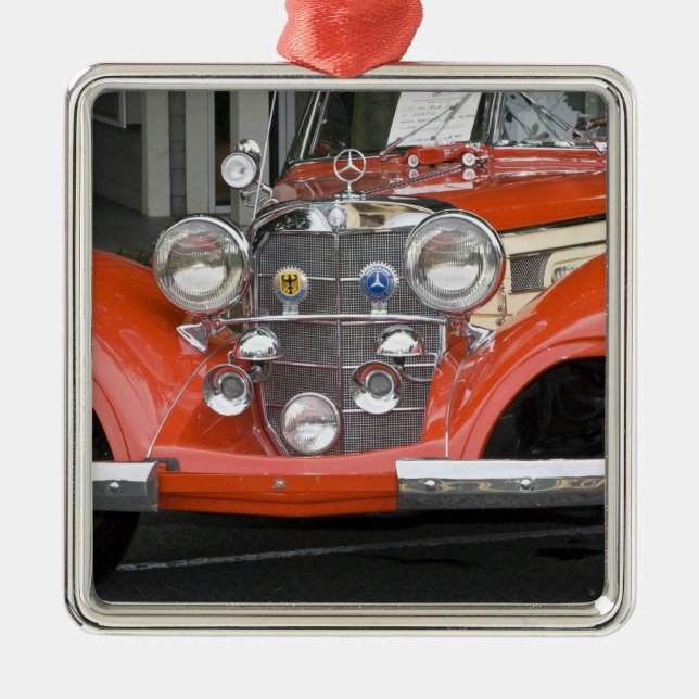 WA, Seattle, classic German automobile. 2 Metal Tree Decoration (Front)