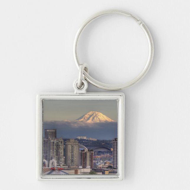 WA, Seattle, Mount Rainier from Kerry Park Key Ring (Front)
