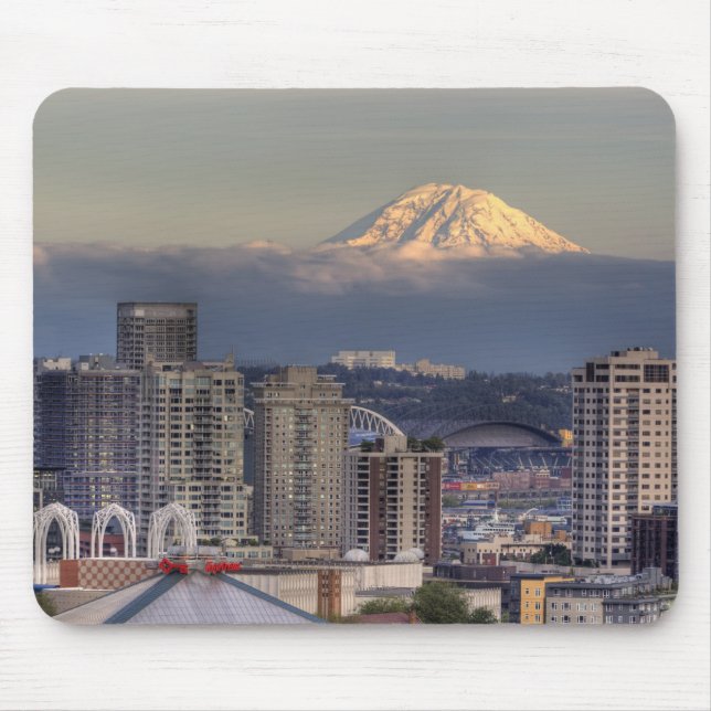 WA, Seattle, Mount Rainier from Kerry Park Mouse Mat (Front)