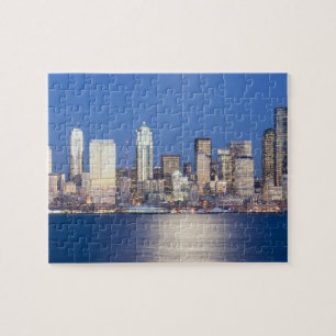 WA, Seattle, Seattle skyline and Elliott Bay, 2 Jigsaw Puzzle
