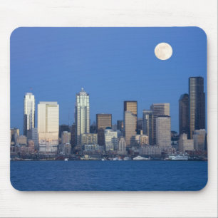 WA, Seattle, Seattle skyline and Elliott Bay 2 Mouse Mat