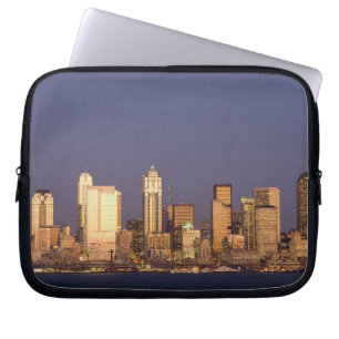 WA, Seattle, Seattle skyline and Elliott Bay, Laptop Sleeve