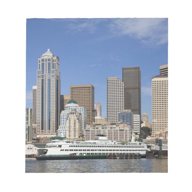 WA, Seattle, Seattle skyline with ferry boat Notepad (Front)
