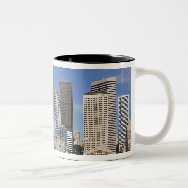 WA, Seattle, Seattle skyline with ferry boat Two-Tone Coffee Mug (Right)
