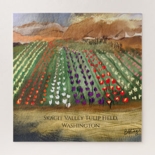 WA Skagit Valley Tulip Fields Spring Dreaming Jigsaw Puzzle