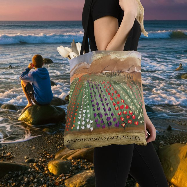 WA Skagit Valley Tulip Fields Spring Dreaming Tote Bag (Bringing thoughts of Spring wherever you go!)