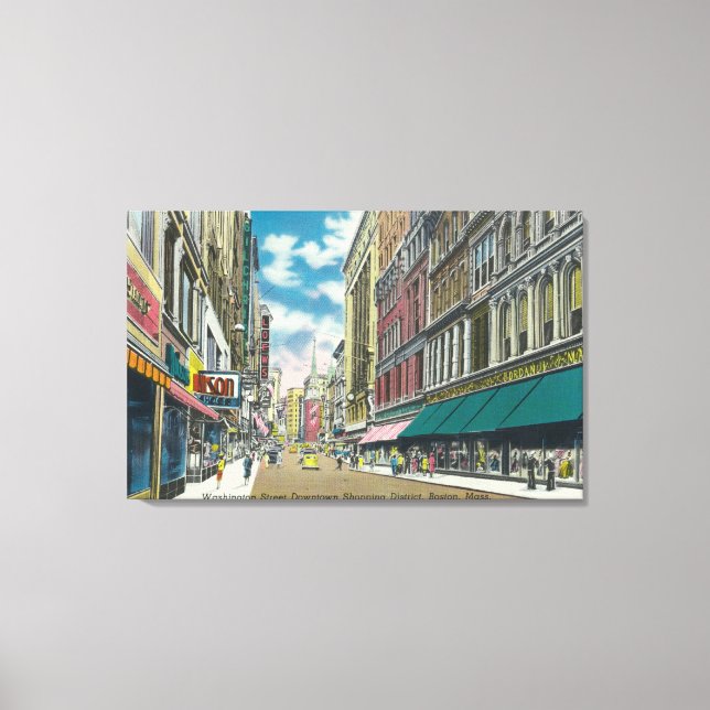 WA Street Downtown Shopping District Scene Canvas Print (Front)