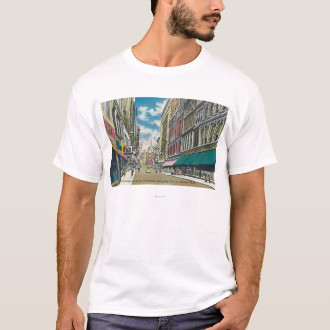 WA Street Downtown Shopping District Scene T-Shirt (Front)