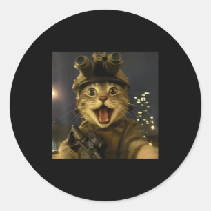 Waactical Cat Meme  Classic Round Sticker