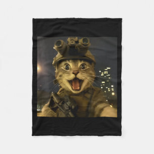 Waactical Cat Meme  Fleece Blanket