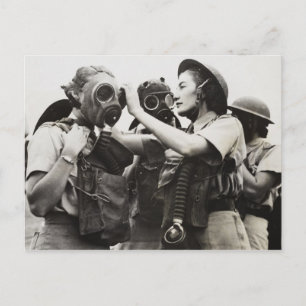 WAAF wearing gas masks Postcard