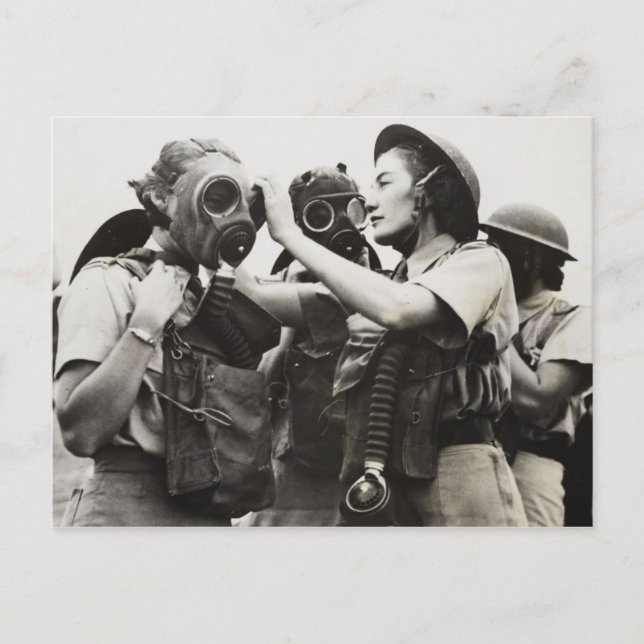 WAAF wearing gas masks Postcard (Front)