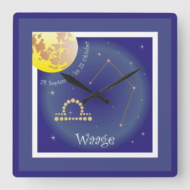 Waage 24. September bis 23. Oktober Uhr Square Wall Clock (Front)
