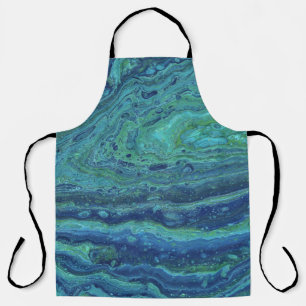 Wabash 3 Cool Blue Green Abstract Apron