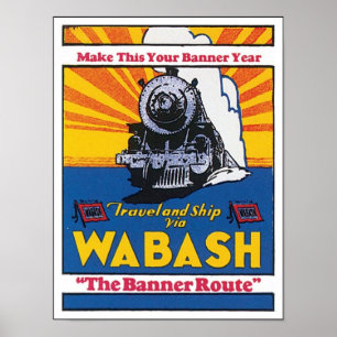 Wabash The Banner Route Railway Poster