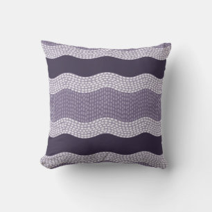 Wabi Sabi Abstract Wavy River, Eggplant, Lilac Cushion