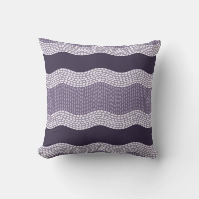 Wabi Sabi Abstract Wavy River, Eggplant, Lilac Cushion (Front)