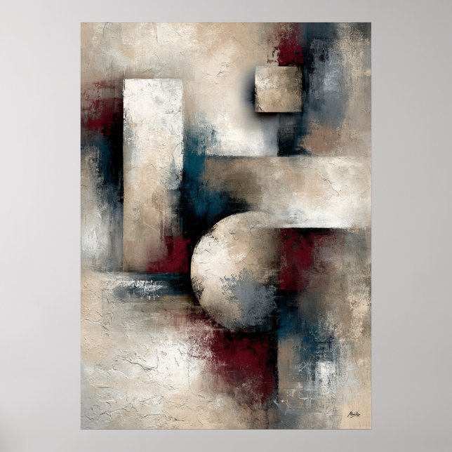 Wabi-Sabi Celestial Balance Modern Geometric Abstr Poster (Front)