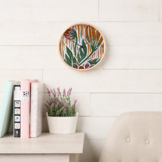 Wabi Sabi Flower Stamp Floral Spring Nature Clock