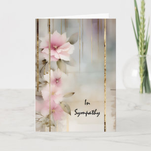 Wabi-Sabi Flowers on Grey and Gold Sympathy Card