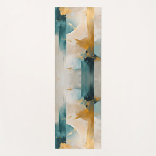 Wabi Sabi Gold and Teal Abstract Yoga Mat