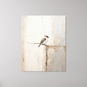 Wabi sabi mood neutral minimalist bird canvas print