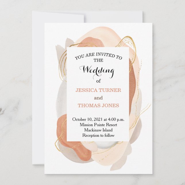 Wabi Sabi Watercolor Wedding Invitation  (Front)