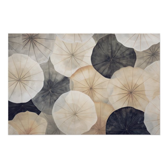 Wabisabi Aesthetic Abstract Lotus Leaves Poster (Front)