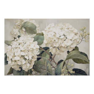 Wabisabi Aesthetic White Hydrangea Poster