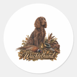 Wachtelhund Hunting Art , German Spaniel Classic Round Sticker